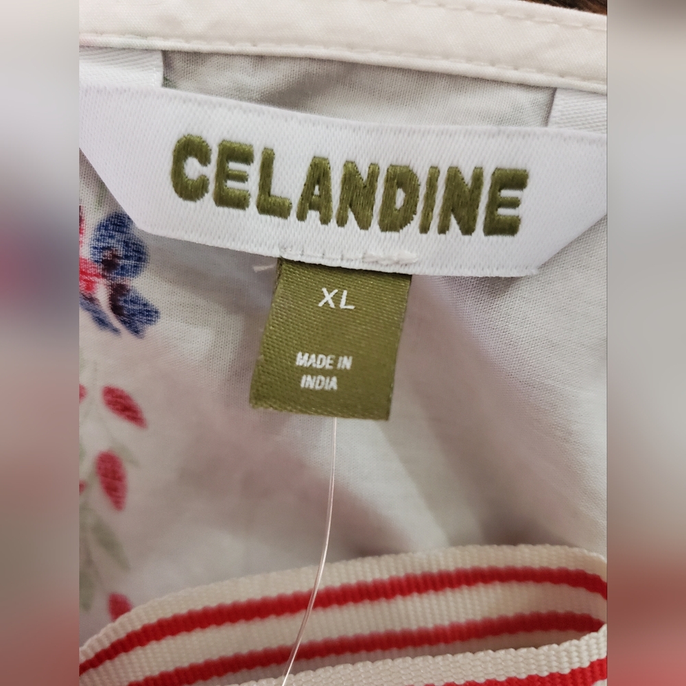 Celandine By Anthropologie NWT Plunge-Neck Drop-Waist Cotton Midi Dress Size XL - Picture 15 of 16